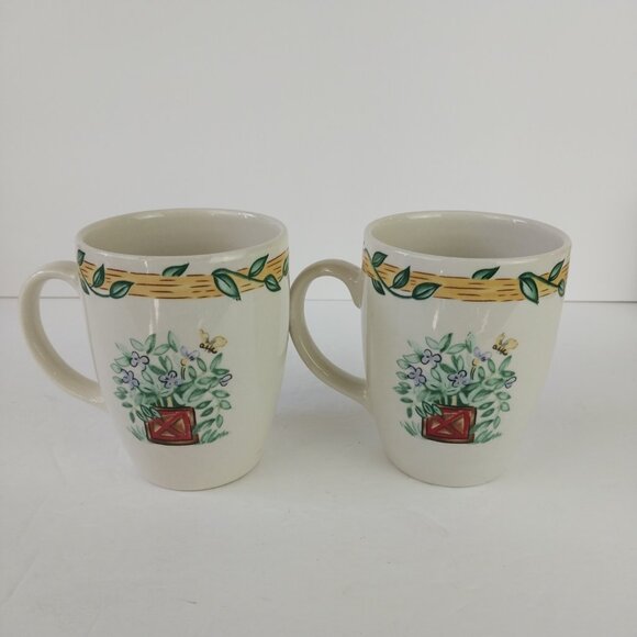 Vintage Thomson Pottery Birdhouse Vine Border Mugs - Picture 2 of 4